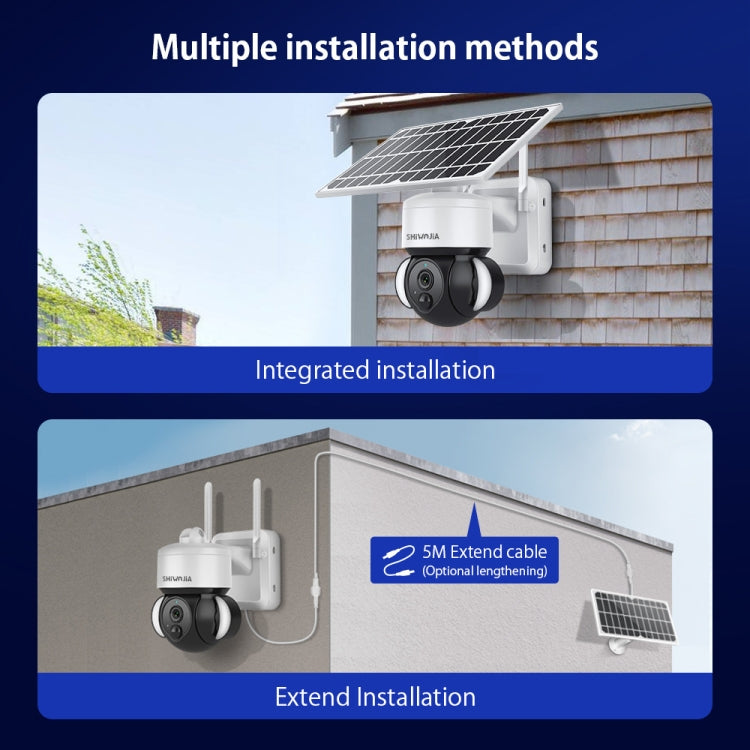 SHIWOJIA Cámara IP domo solar WiFi impermeable, compatible con audio bidireccional y detección de movimiento PIR y visión nocturna y tarjeta TF, SHIWOJIA