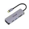Adaptador HUB de extensión QGeeM QG-UH05-4 5 en 1 TYPE-C Compatible con lector SD/TF, 5 In 1