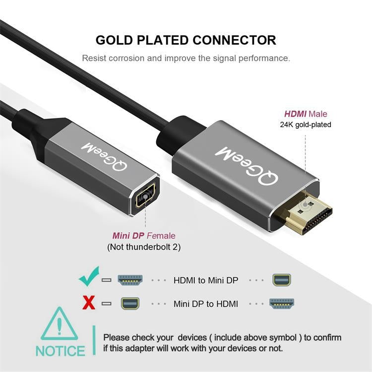 QGeeM QG-HD02 Convertidor HDMI simple a mini DP