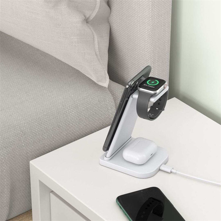 QGeeM QG-WC05 3 en 1 Cargador inalámbrico portátil desmontable, Blanco, Negro
