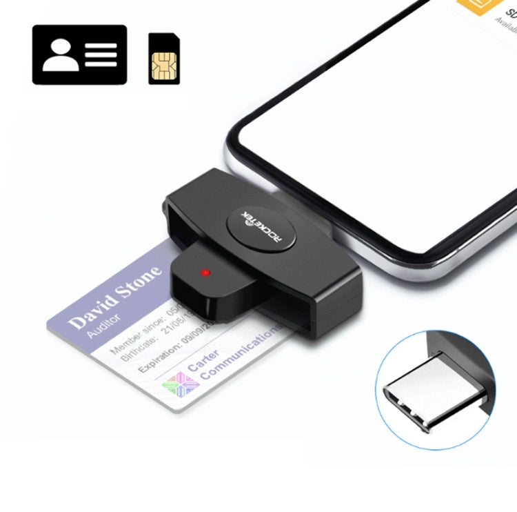 Rocketek CSCR3 Lector de tarjetas CAC inteligente Tipo-C Declaración de impuestos bancarios Tarjeta SIM / Lector de tarjetas de identificación de tarjeta IC