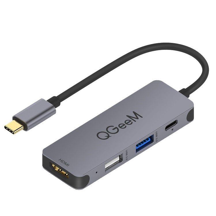 QGeeM UH04-1 4 en 1 USB 3.0 Multifunción Tipo-C Extensión HUB Adaptador, 4 In 1