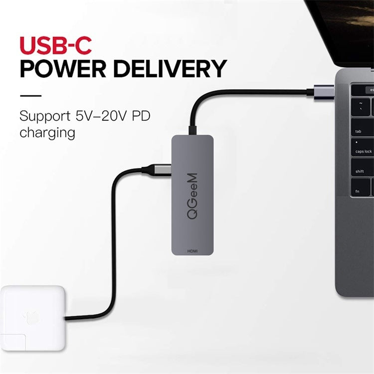 QGeeM UH04-1 4 en 1 USB 3.0 Multifunción Tipo-C Extensión HUB Adaptador, 4 In 1