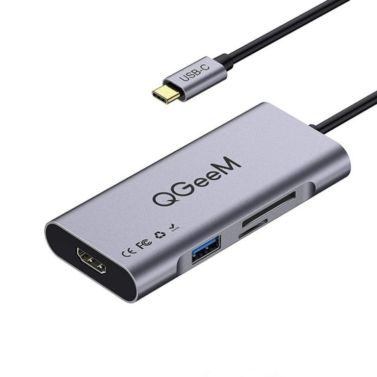 Adaptador HUB de extensión QGeeM 7 en 1 multifuncional USB3.0 TYPE-C, QG-UH07-3(7 In 1)