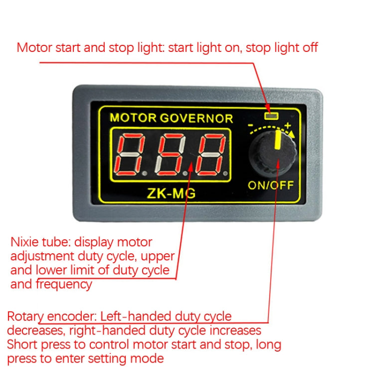 ZK-MG 5-30V Codificador de pantalla digital del gobernador del motor de CC PWM de alta potencia, 150W