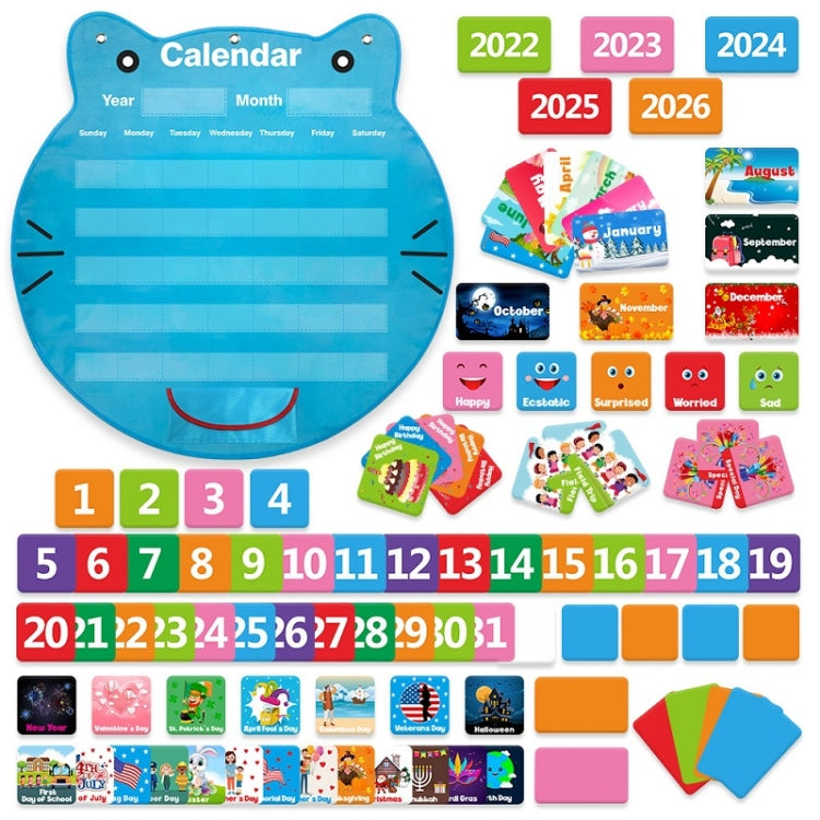 Bolso colgante del calendario de la cabeza del gato de la decoración del aula, Cat Head Calendar