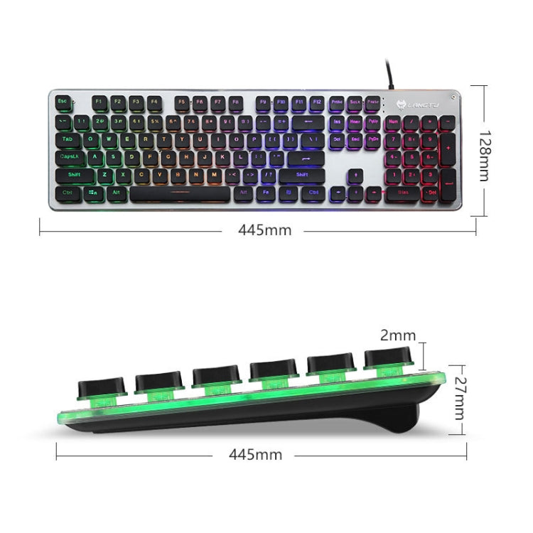LANGTU L1 104 teclas USB Home Office Film Luminous Wired Keyboard, Longitud del cable: 1,6 m, L1 Orange Light Black, L1 Ice Blue Light Silver White, L1 White Light Black, L1 Ice Blue Light Black, L1 White Light Pink