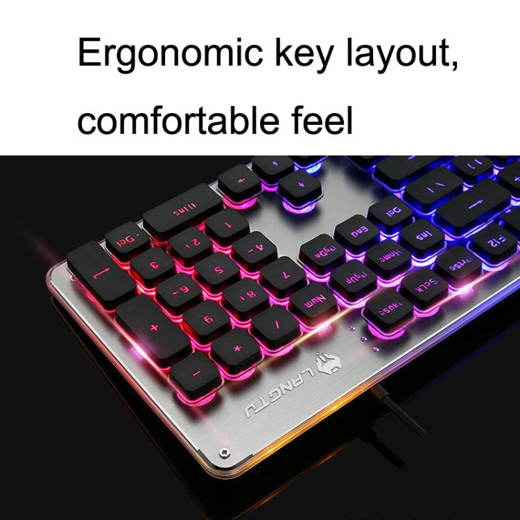 LANGTU L1 104 teclas USB Home Office Film Luminous Wired Keyboard, Longitud del cable: 1,6 m, L1 Orange Light Black, L1 Ice Blue Light Silver White, L1 White Light Black, L1 Ice Blue Light Black, L1 White Light Pink