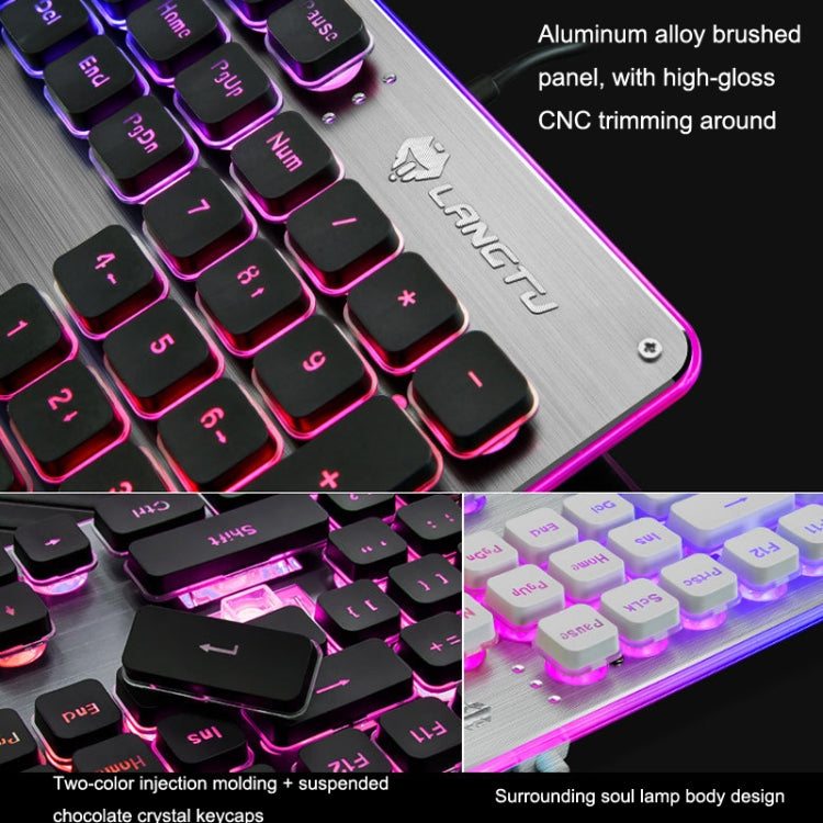 LANGTU L1 104 teclas USB Home Office Film Luminous Wired Keyboard, Longitud del cable: 1,6 m, L1 Orange Light Black, L1 Ice Blue Light Silver White, L1 White Light Black, L1 Ice Blue Light Black, L1 White Light Pink