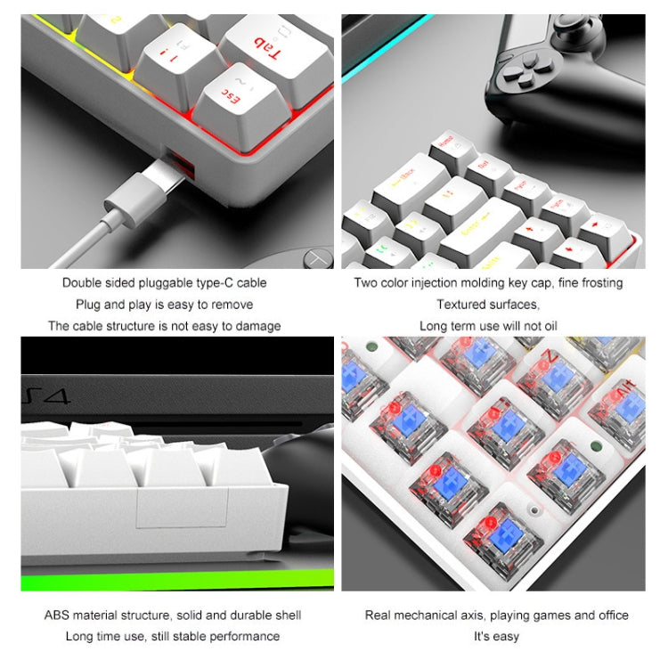 ZIYOU LANG T8 68 teclas RGB Teclado mecánico para juegos luminosos, longitud del cable: 1,6 m, T8 Black Green Shaft, T8 Black Tea Shaft, T8 White Green Shaft, T8 White Red Shaft, T8 Blue Green Shaft, T8 Pink Green Shaft, T8 Purple Green Shaft