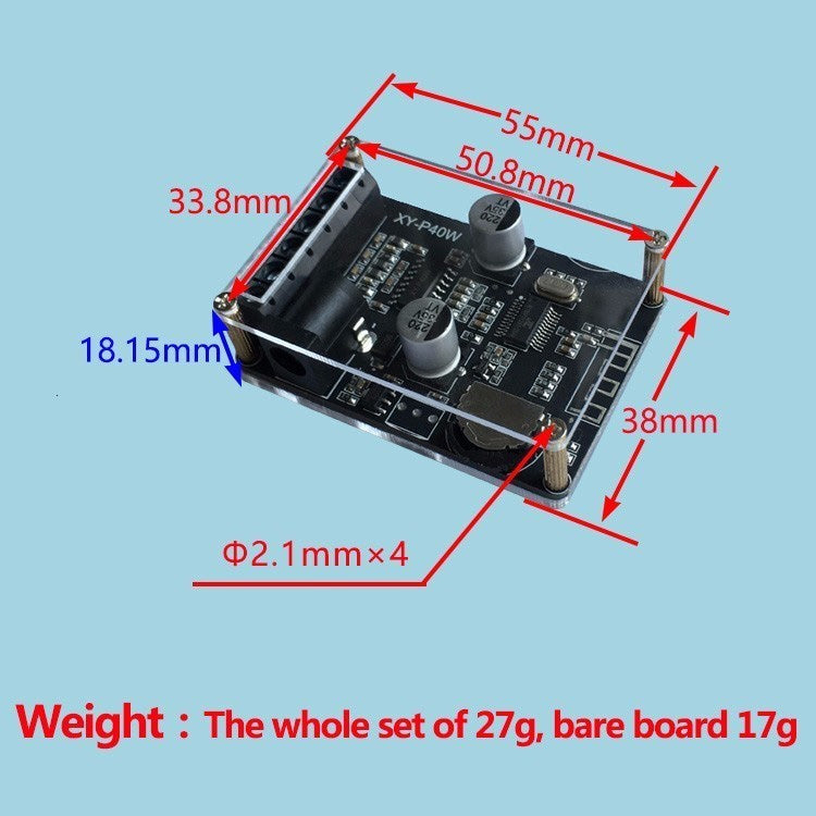 Placa amplificadora de potencia Bluetooth estéreo de 30W/40W, módulo de potencia Digital de alta potencia de 12V/24V, 30W/40W Bare Plate, 30W/40W With Acrylic Shell