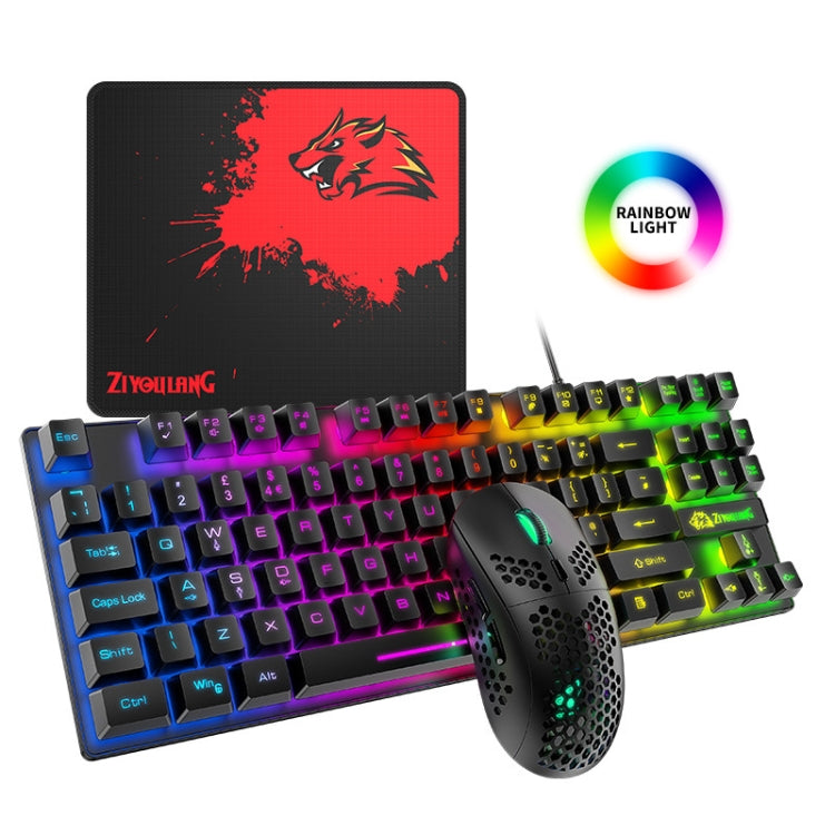 ZIYOU LANG T2 Juego de teclado y mouse luminosos mecánicos para juegos de 88 teclas, longitud del cable: 1,6 m, T2 Black, T2 White, T2 Blue