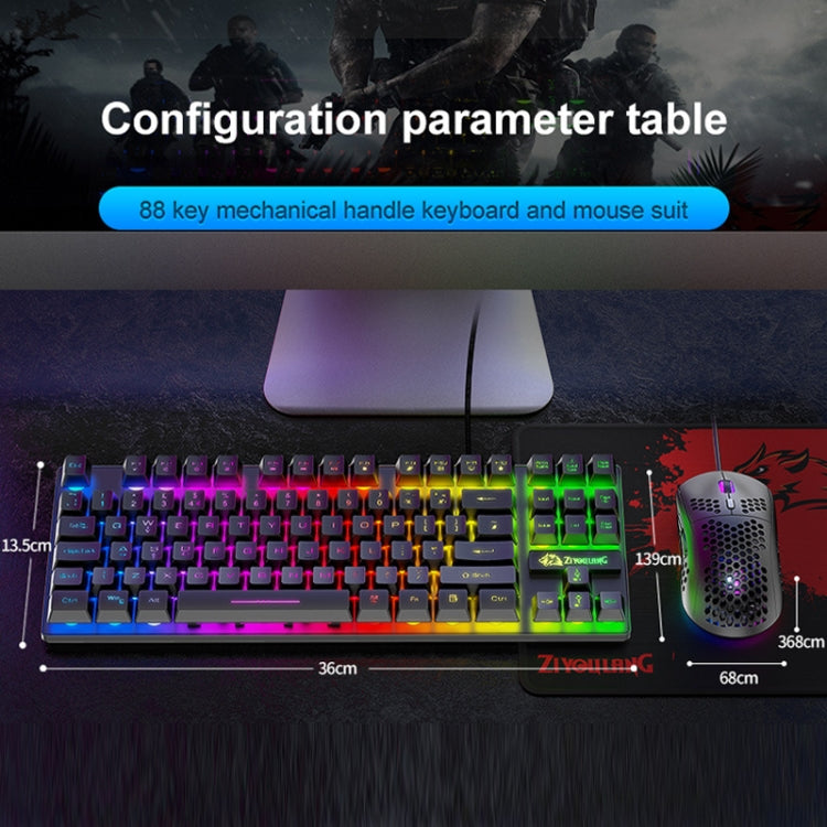 ZIYOU LANG T2 Juego de teclado y mouse luminosos mecánicos para juegos de 88 teclas, longitud del cable: 1,6 m, T2 Black, T2 White, T2 Blue