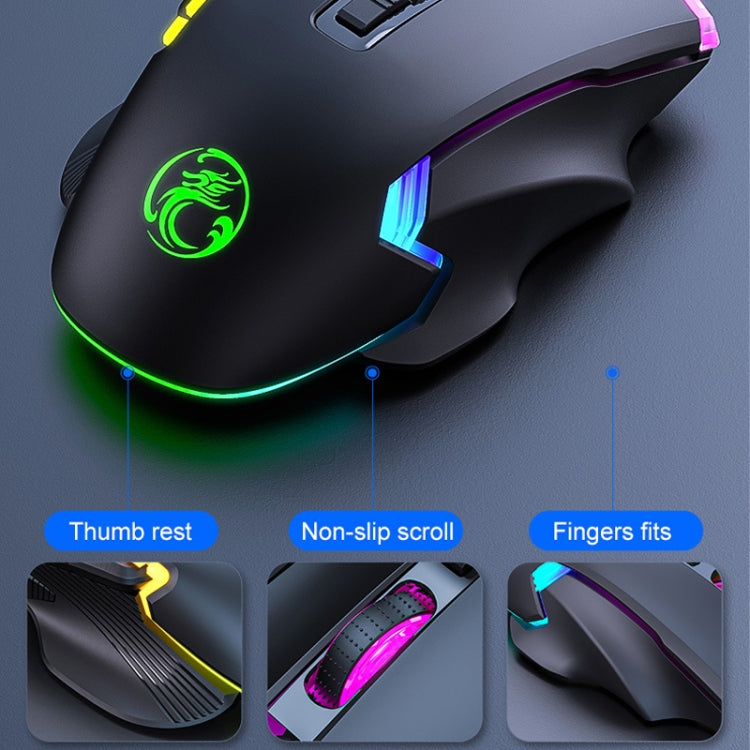 IMICE T70 Ratón para juegos con cable programable con iluminación RGB de 7200 ppp de 8 botones, longitud del cable: 1,8 m, T70