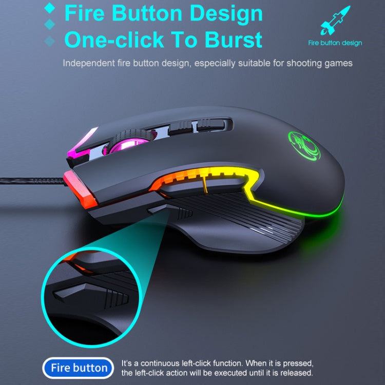 IMICE T70 Ratón para juegos con cable programable con iluminación RGB de 7200 ppp de 8 botones, longitud del cable: 1,8 m, T70