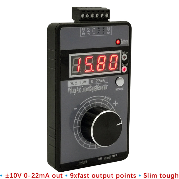 4-20mA 0-10V Generador de señal Simulador de corriente de voltaje ajustable, Without Battery