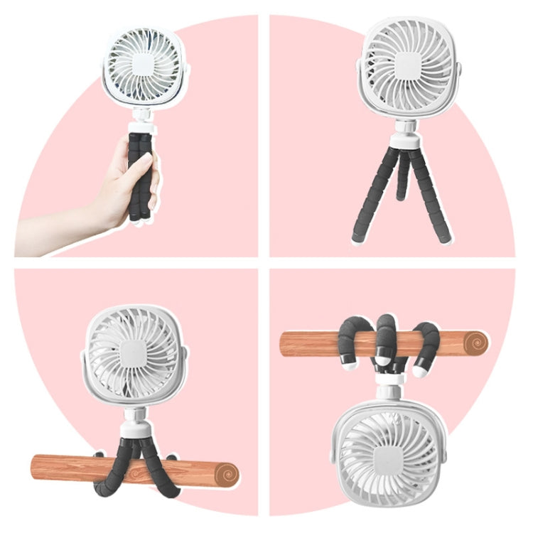 Ventilador de deformación para cochecito de pulpo, ventilador pequeño USB de mano portátil de escritorio, 1200mAh White, 1200mAh Pink, 1200mAh Black, 2200mAh White, 2200mAh Pink, 2200mAh Black