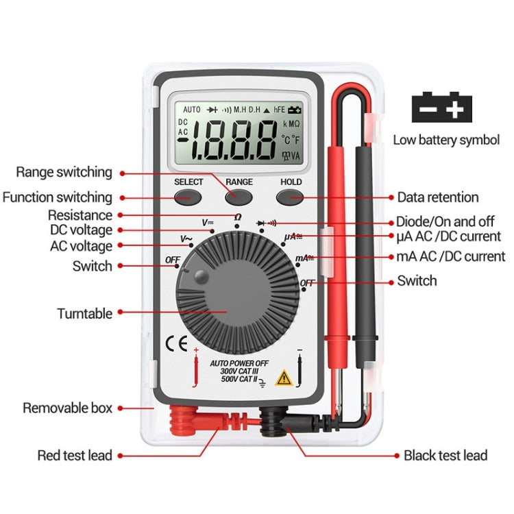 ANENG AN-101 Mini multímetro de voltaje y corriente con pantalla digital ultrafina