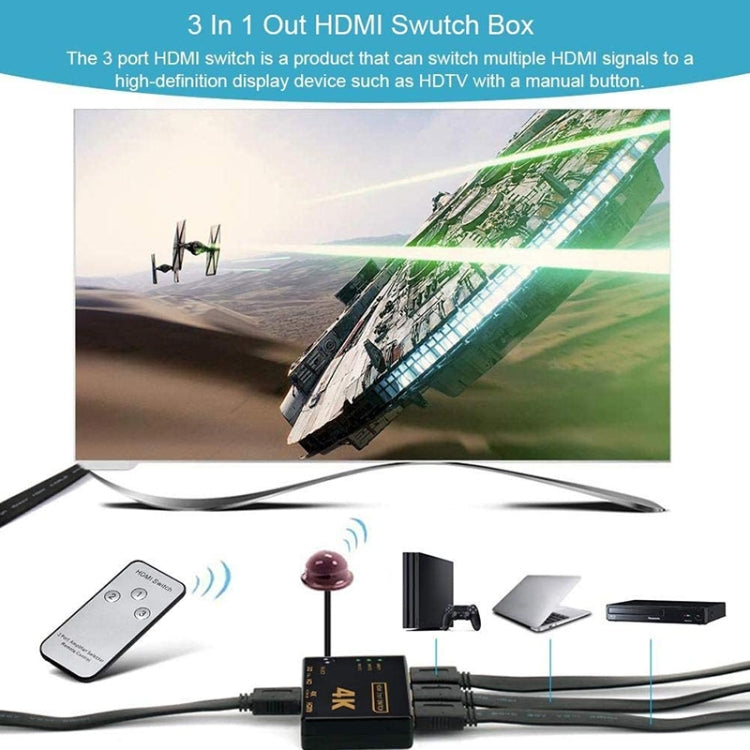 Conmutador HDMI 4K 3 en 1 salida con control remoto, 5 PCS/Set