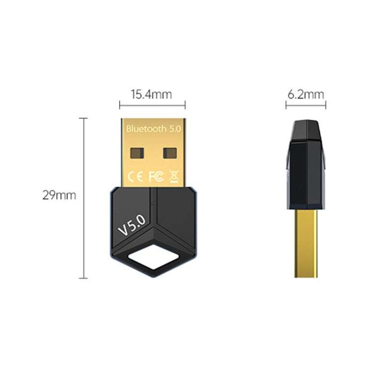 2 PCS Adaptador USB Bluetooth 5.0PC Transmisor de recepción de audio inalámbrico para computadora, Color: Negro, M25