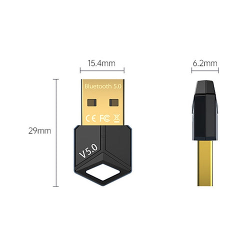 2 PCS Adaptador USB Bluetooth 5.0PC Transmisor de recepción de audio inalámbrico para computadora, Color: Negro, M25