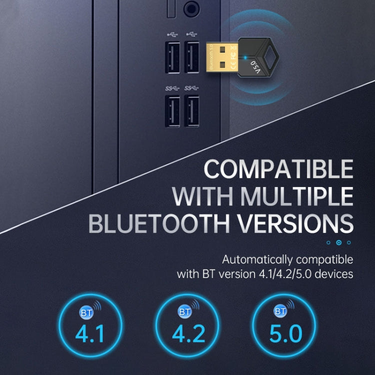 2 PCS Adaptador USB Bluetooth 5.0PC Transmisor de recepción de audio inalámbrico para computadora, Color: Negro, M25