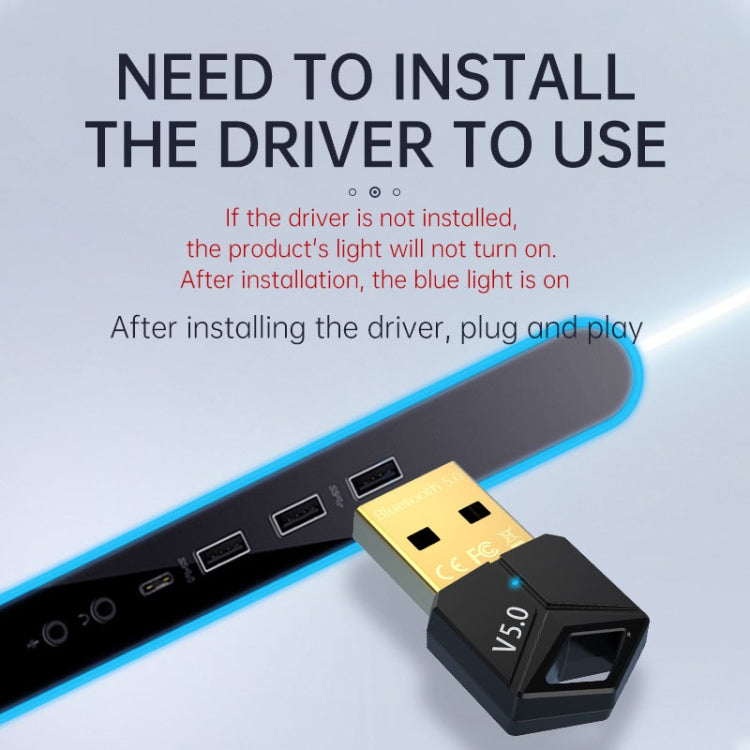 2 PCS Adaptador USB Bluetooth 5.0PC Transmisor de recepción de audio inalámbrico para computadora, Color: Negro, M25