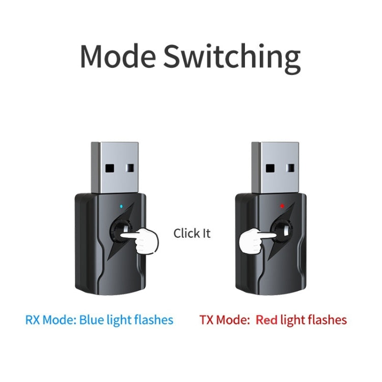2 PCS 5.0 Transmisor Bluetooth AUX Receptor USB Adaptador de audio de computadora de salida dual, M136