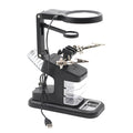 Lupa de inspección de reparación de soldadura de chip multifuncional de escritorio con luz LED, 3-45X Black, 3-45X White