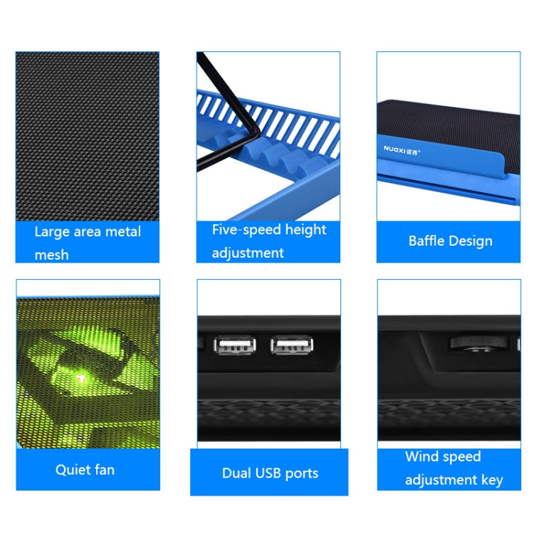 Base de refrigeración para portátil de malla metálica NUOXI H8, H8 6-Fans