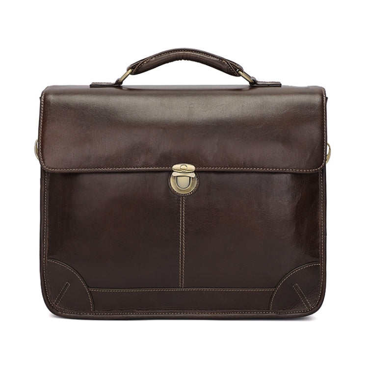 Maletín de cuero de vaca retro para hombre Bolso multifuncional para computadora portátil para computadora de 15.6 pulgadas