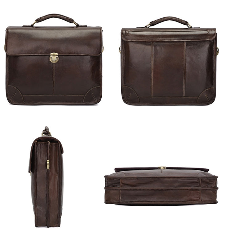 Maletín de cuero de vaca retro para hombre Bolso multifuncional para computadora portátil para computadora de 15.6 pulgadas