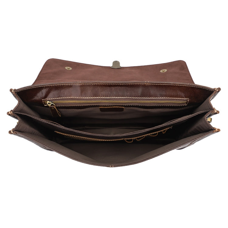 Maletín de cuero de vaca retro para hombre Bolso multifuncional para computadora portátil para computadora de 15.6 pulgadas