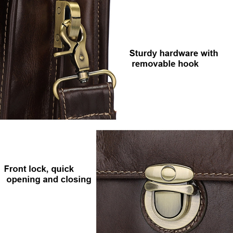 Maletín de cuero de vaca retro para hombre Bolso multifuncional para computadora portátil para computadora de 15.6 pulgadas