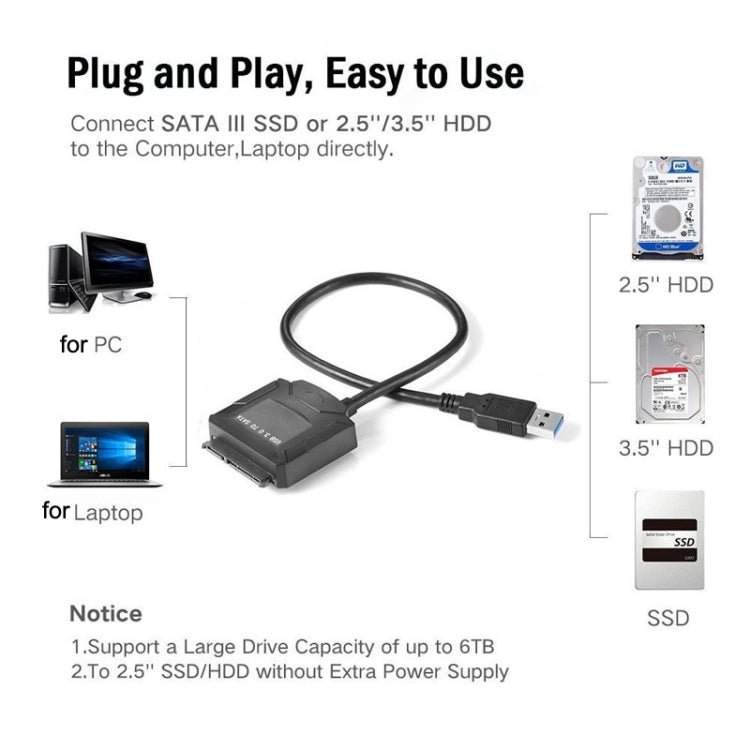 SATA a USB3.0 Easy Drive Cable Externo 2.5 / 3.5 pulgadas Cable adaptador de disco duro