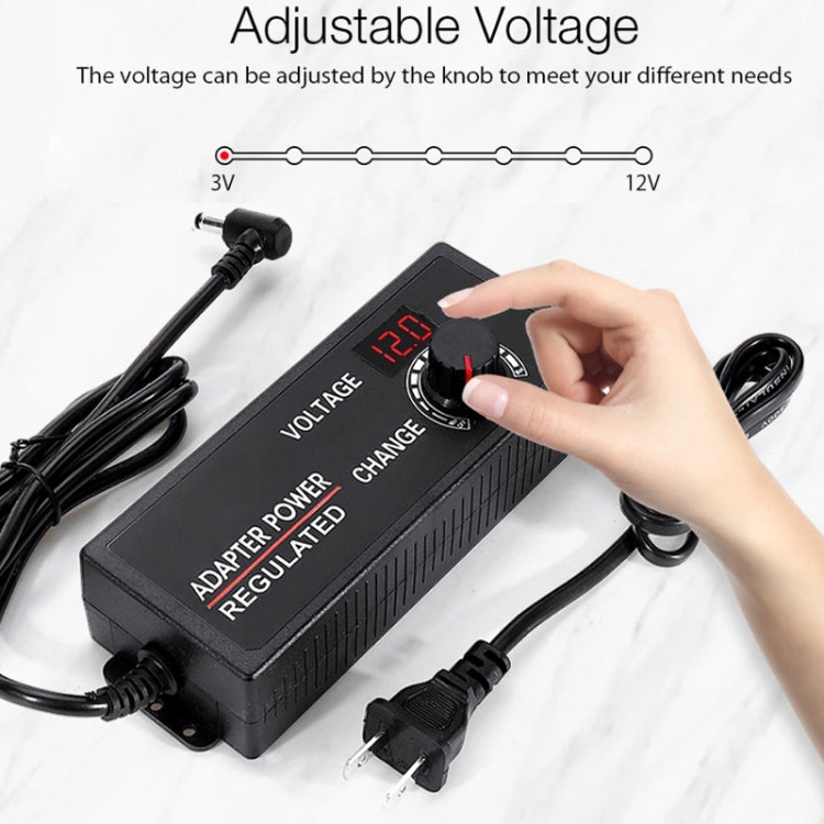 HuaZhenYuan 3-12V5A Regulación de velocidad de alta potencia y adaptador de corriente de regulación de voltaje con monitor, US Plug, EU Plug, UK Plug, AU Plug