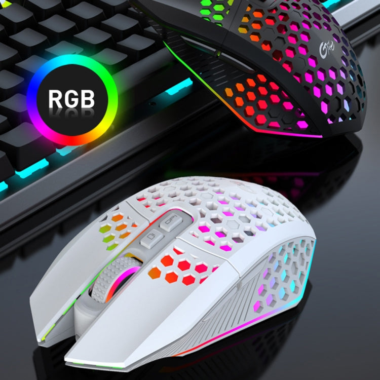 FMOUSE X801 8 teclas 1600DPI Ratón de oficina para juegos luminoso hueco, estilo:, Black Wireless Rechargeable, White Wireless Rechargeable, Black Wired, White Wired