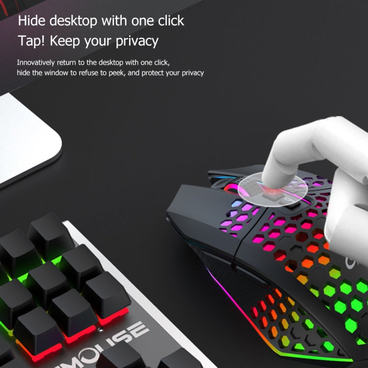 FMOUSE X801 8 teclas 1600DPI Ratón de oficina para juegos luminoso hueco, estilo:, Black Wireless Rechargeable, White Wireless Rechargeable, Black Wired, White Wired