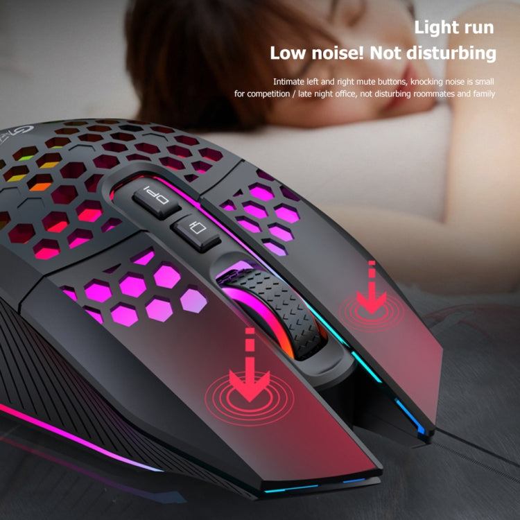 FMOUSE X801 8 teclas 1600DPI Ratón de oficina para juegos luminoso hueco, estilo:, Black Wireless Rechargeable, White Wireless Rechargeable, Black Wired, White Wired