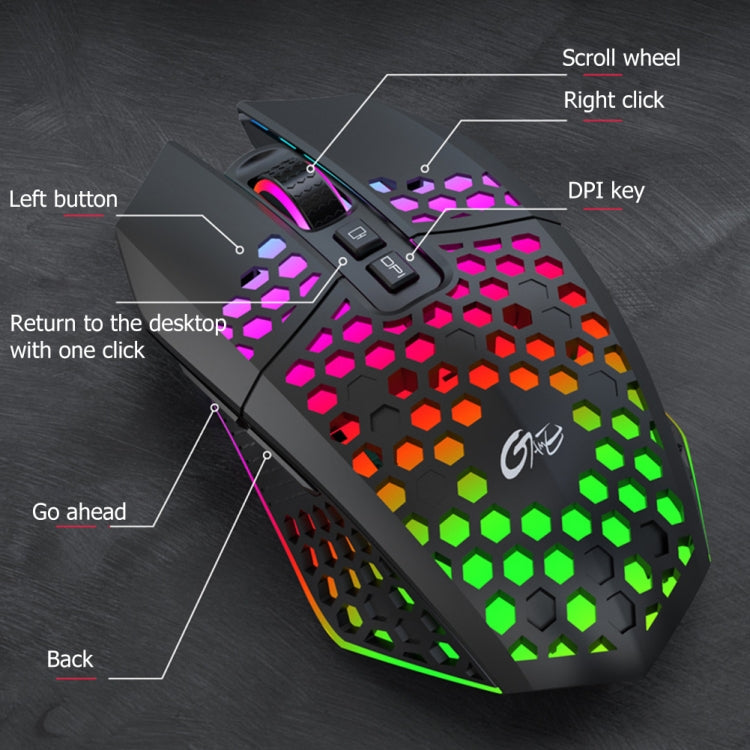 FMOUSE X801 8 teclas 1600DPI Ratón de oficina para juegos luminoso hueco, estilo:, Black Wireless Rechargeable, White Wireless Rechargeable, Black Wired, White Wired