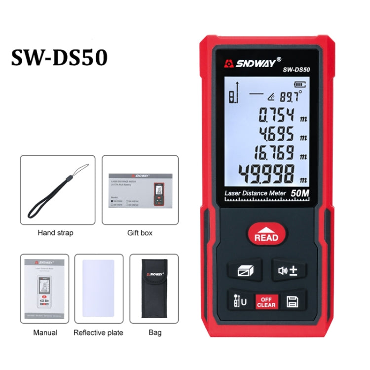 Telémetro láser de mano Regla láser infrarroja, SNDWAY SW-DS50, SNDWAY SW-DS70, SNDWAY SW-DS100, SNDWAY SW-DS120