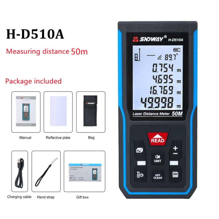 Instrumento de medición infrarrojo de telémetro láser de mano, SNDWAY H-D510A, SNDWAY H-D710A, SNDWAY H-D100A, SNDWAY H-D120A