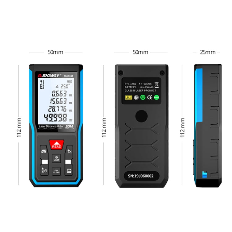 Instrumento de medición infrarrojo de telémetro láser de mano, SNDWAY H-D510A, SNDWAY H-D710A, SNDWAY H-D100A, SNDWAY H-D120A