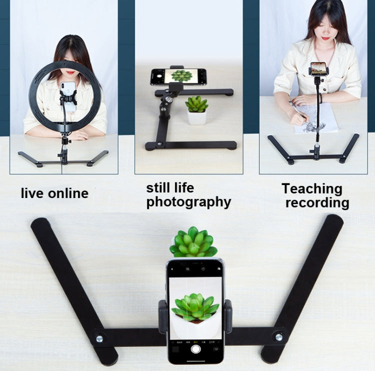 Soporte para teléfono de escritorio con base superior de metal ajustable de 360 grados, estilo:, Only Base, Base+PTZ, Base+PTZ+Phone Clip, Base+PTZ+Rotatable Phone Clip