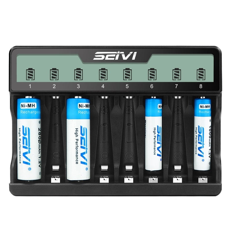 Cargador USB de batería NiMH de carga de cuna de ocho ranuras en pantalla SEIVI