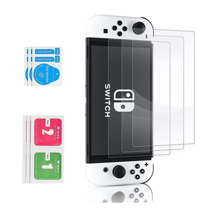 Juego de bolsa de almacenamiento de película templada con tapa de detección remota de carcasa de cristal para consola de juegos Switch OLED, Storage Bag+Crystal Case+Rocker Capx6+Tempered Film, White Storage Bag 14 In 1(Hand Rope)                      ...