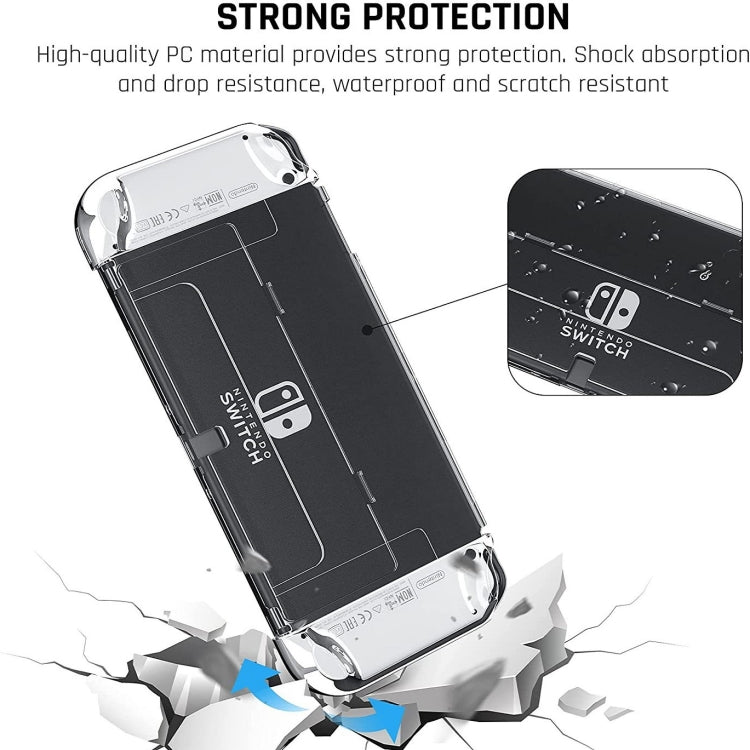 Juego de bolsa de almacenamiento de película templada con tapa de detección remota de carcasa de cristal para consola de juegos Switch OLED, Storage Bag+Crystal Case+Rocker Capx6+Tempered Film, White Storage Bag 14 In 1(Hand Rope)                      ...
