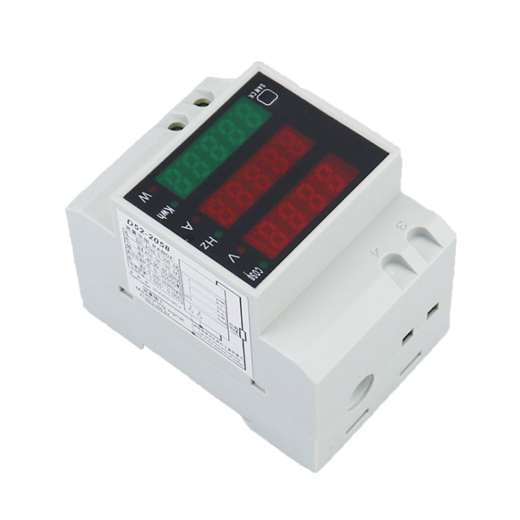 D52-2058 Vatímetro Medidor de corriente de voltios de riel DIN, AC80-300V Built-in CT, AC200-450V Built-in CT