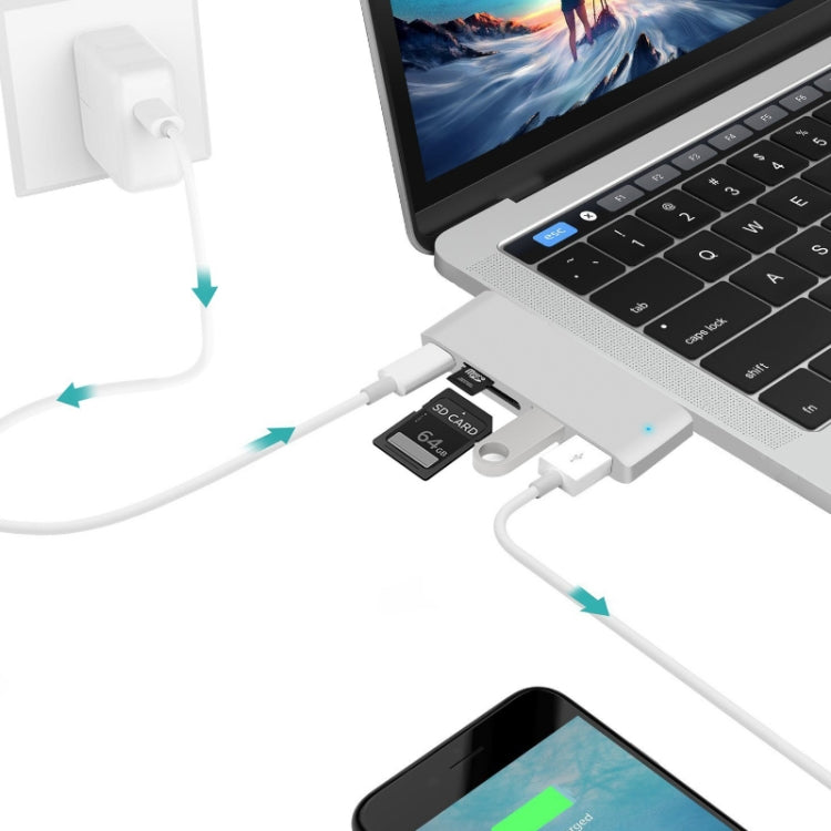 Lector de tarjetas de la estación de acoplamiento del divisor USB-C a HDMI, especificación:, 5 in 1 Gray, 5 in 1 Silver, 6 in 1 Gray, 6 in 1 Silver
