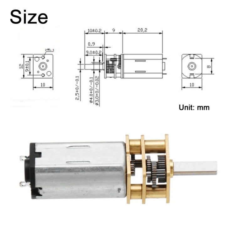 GM12-N30VA DC12V 100RPM Micro motor de engranaje de imán permanente de alto par